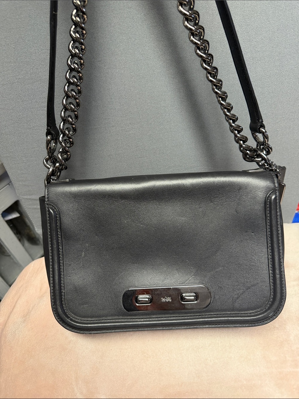 Black Coach Leather Chain Shoulder Bag - Women